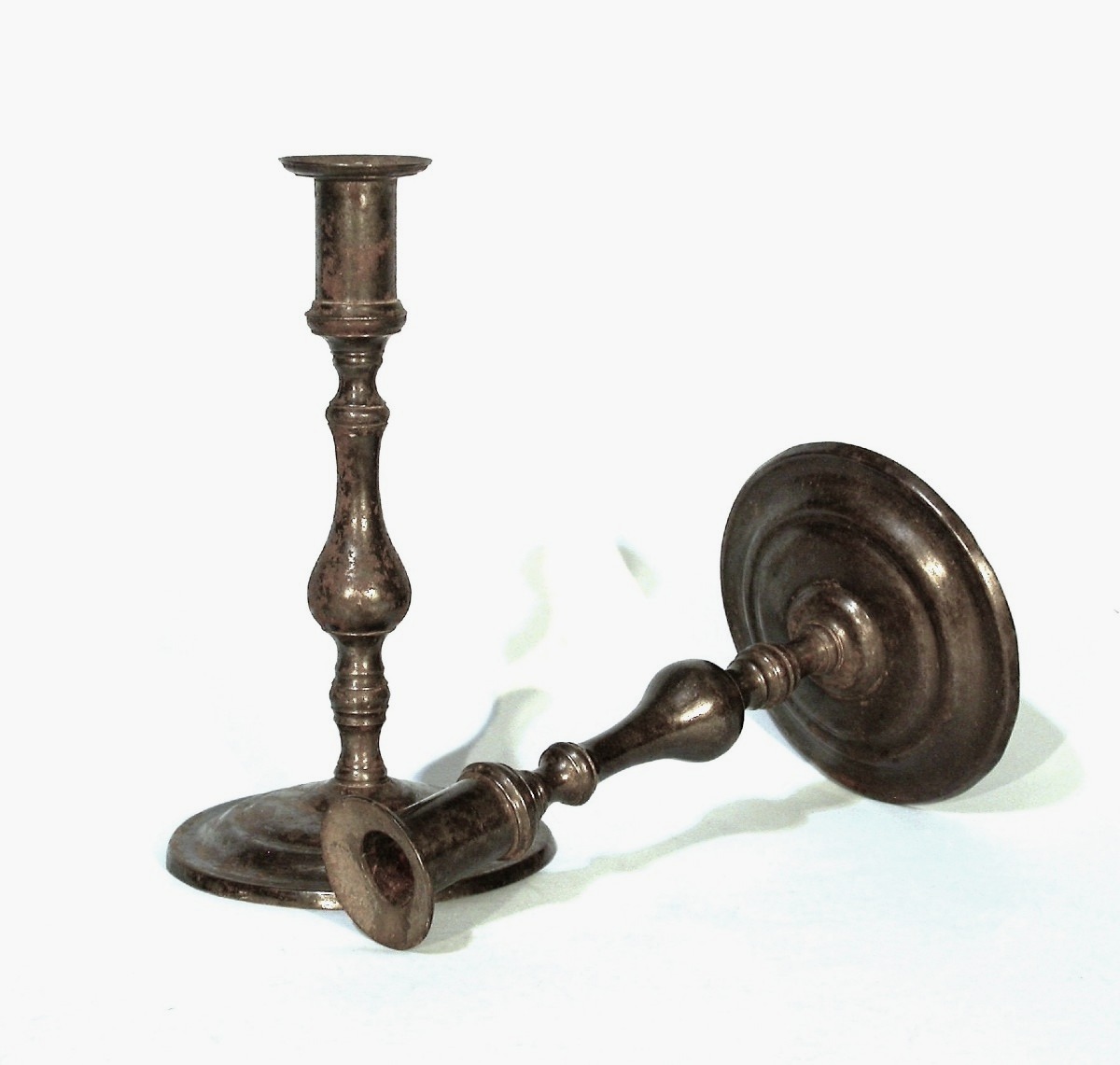 Rare Pair Of Cast Iron Candlesticks, Late 18th Century