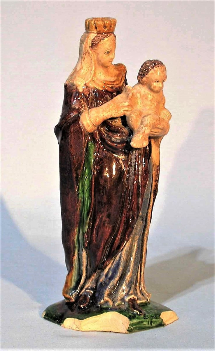 Virgin And Child In Glazed Earth - Manerbe, Le Pré d'Auge, 17th Century-photo-2