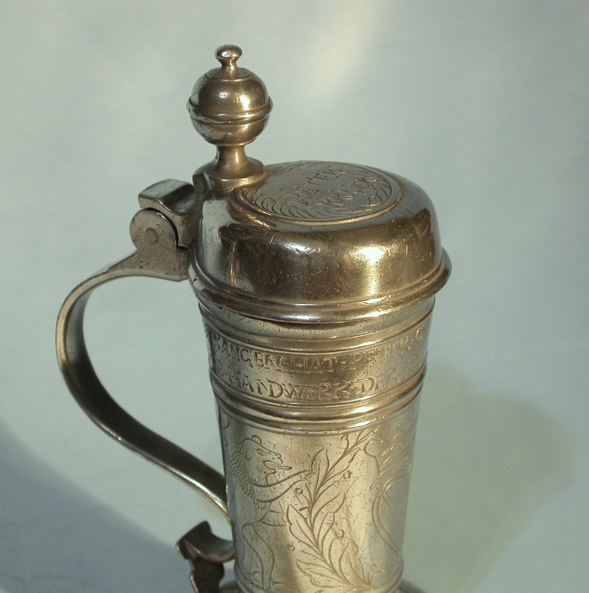 Very Rare Pewter Mug Called "rörhken" - Dresden, 18th Century-photo-1