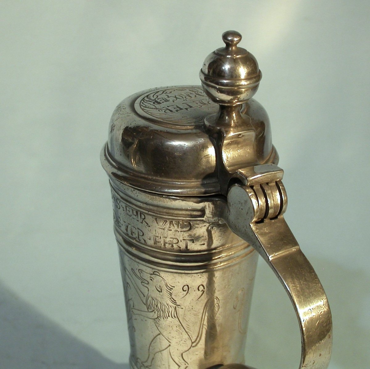 Very Rare Pewter Mug Called "rörhken" - Dresden, 18th Century-photo-2