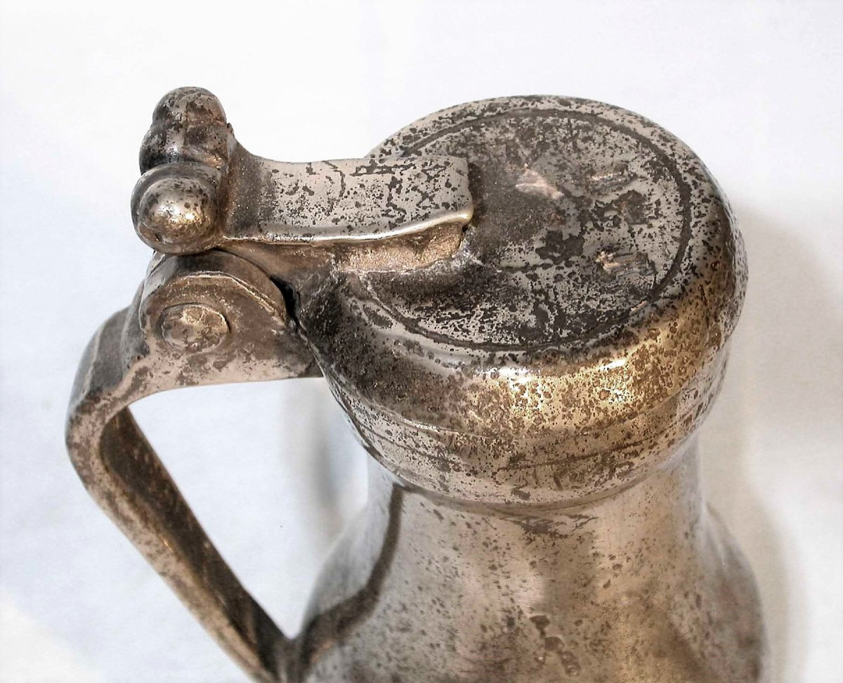 Pewter Wine Pitcher - Rouen, 17th Century-photo-3