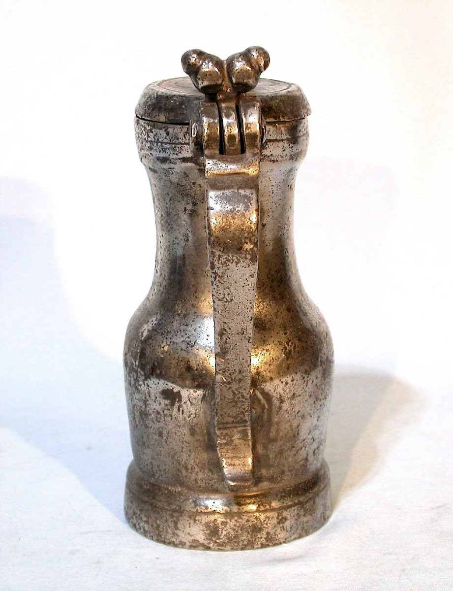 Pewter Wine Pitcher - Rouen, 17th Century-photo-4