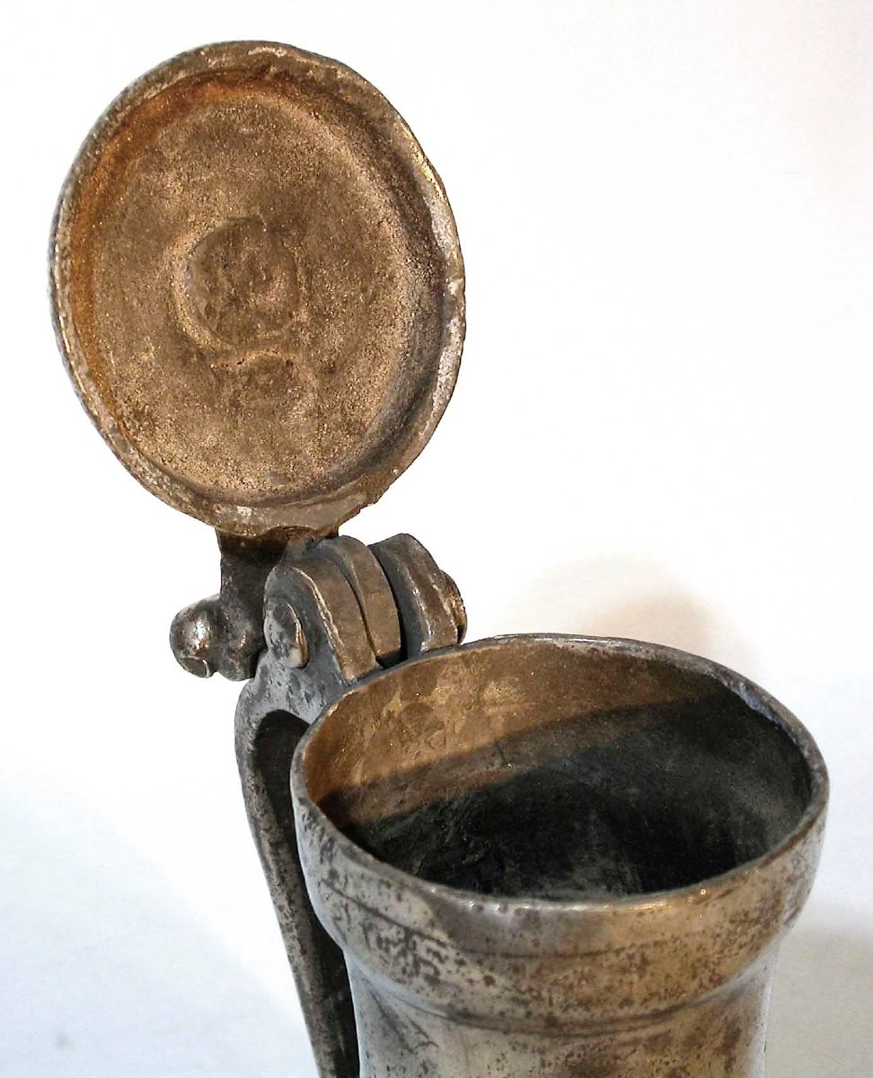 Pewter Wine Pitcher - Rouen, 17th Century-photo-2