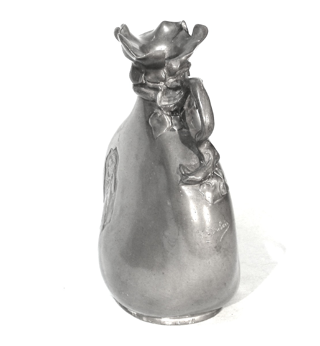 "art Nouveau" Pewter Bottle By Jules Desbois-photo-3