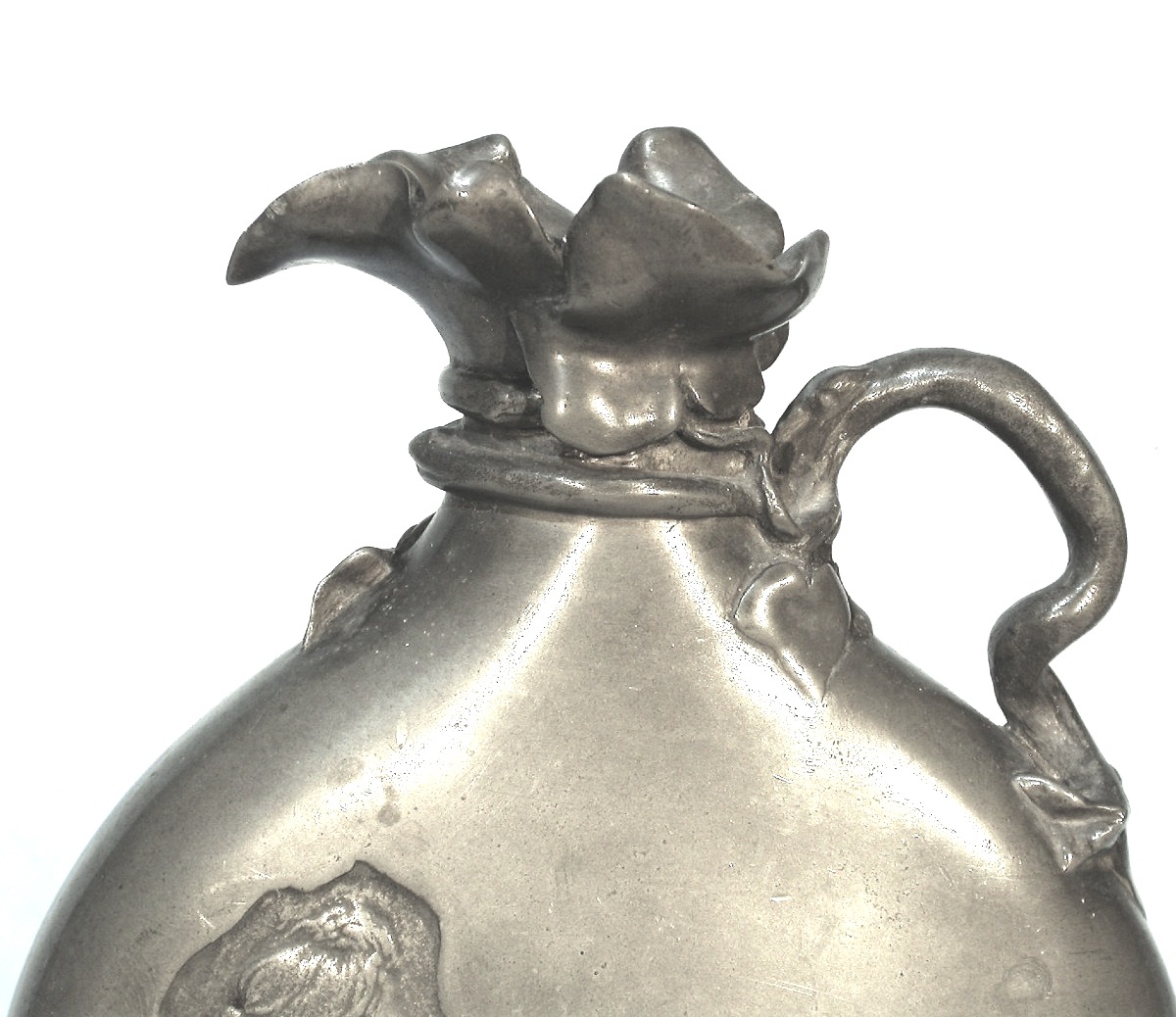 "art Nouveau" Pewter Bottle By Jules Desbois-photo-4