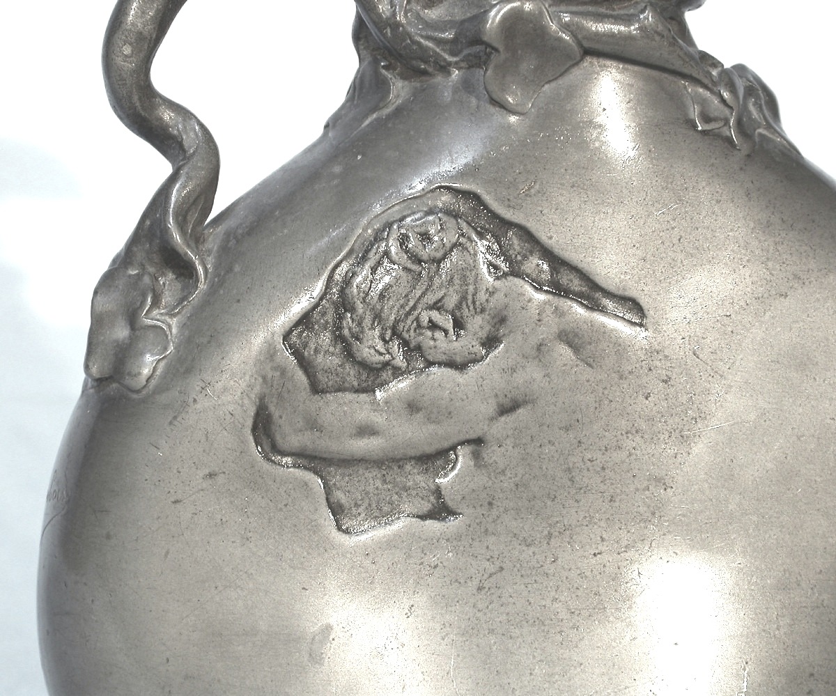 "art Nouveau" Pewter Bottle By Jules Desbois