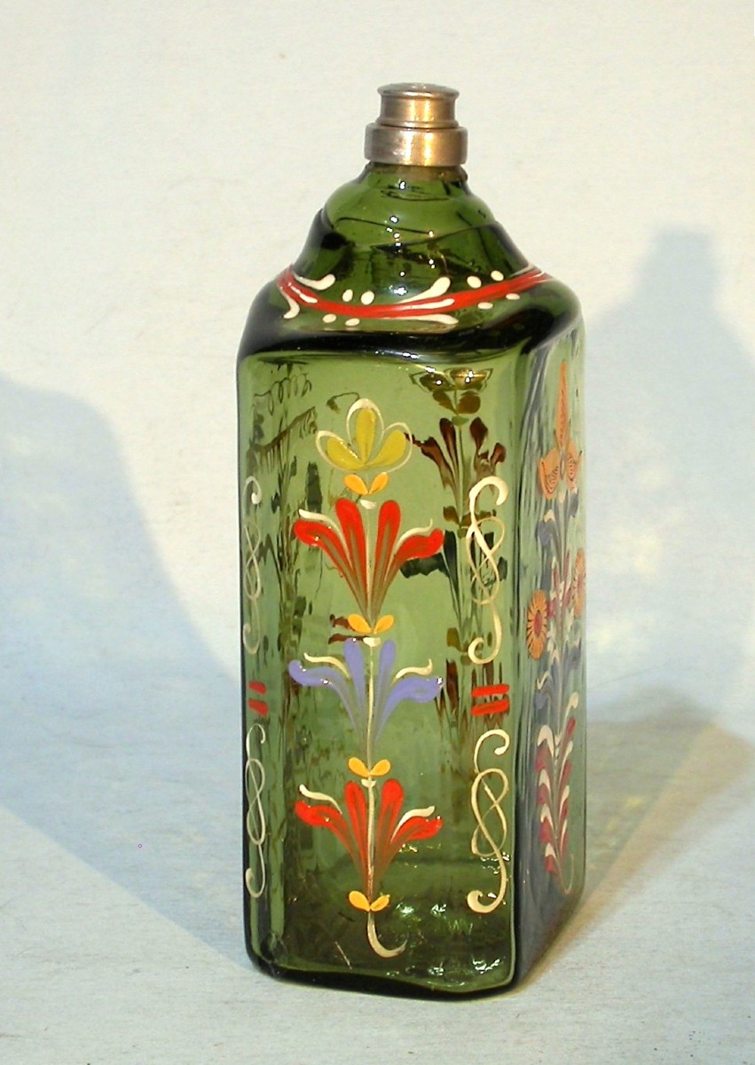 FLACON EN VERRE ÉMAILLÉ - ALSACE (?),  XVIII ème s-photo-4