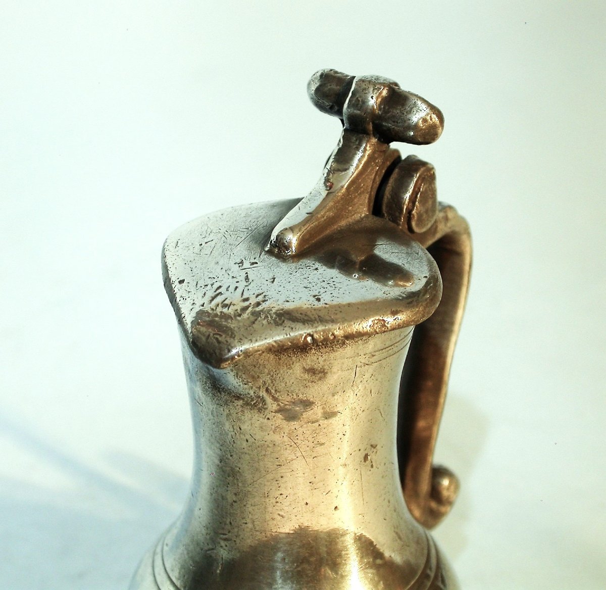 Rare Very Small Pewter Alcohol Pitcher - Rouen, 18th Century-photo-2