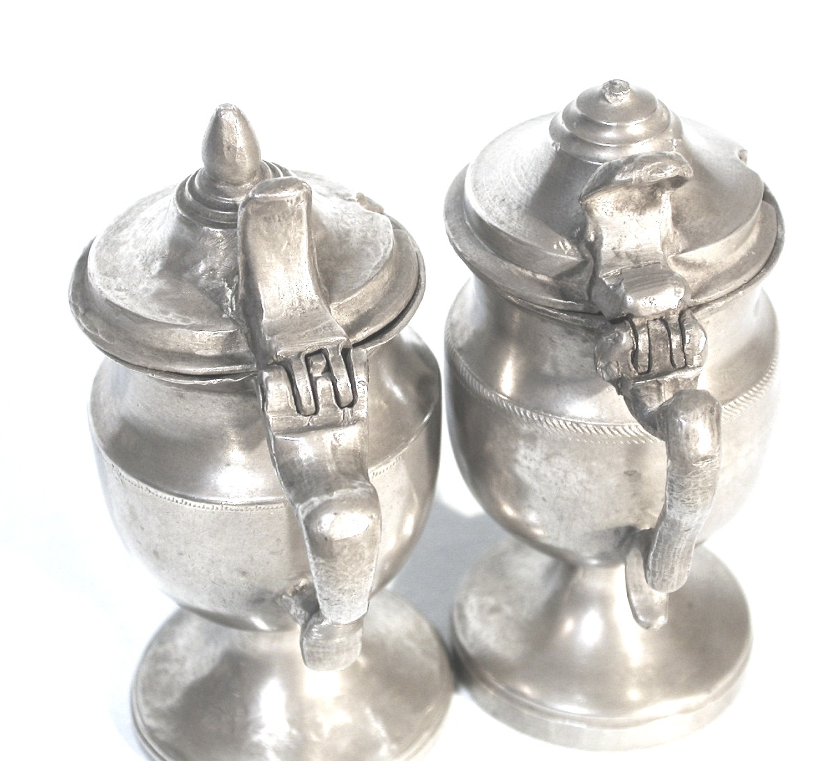 Two Pewter Mustard Pans - Flanders, Early 19th Century-photo-2
