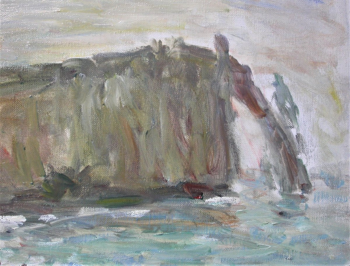 Oil On Canvas - "a étretat" By Jean-jacques René -photo-3