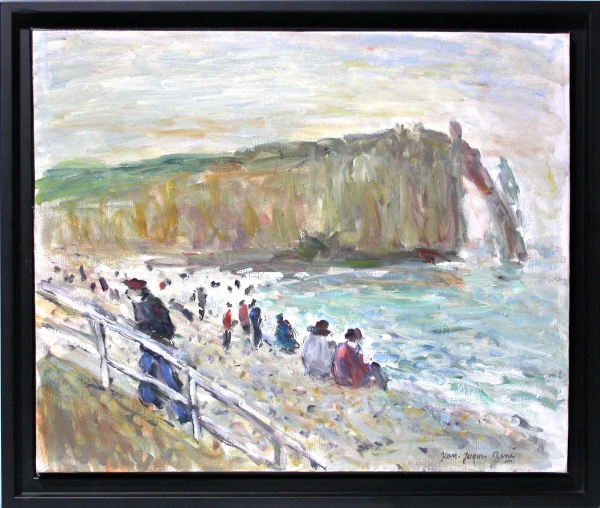 Oil On Canvas - "a étretat" By Jean-jacques René 