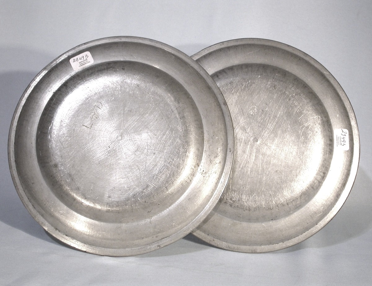 Very Rare Pair Of Pewter Plates - Narbonne, 18th Century-photo-4