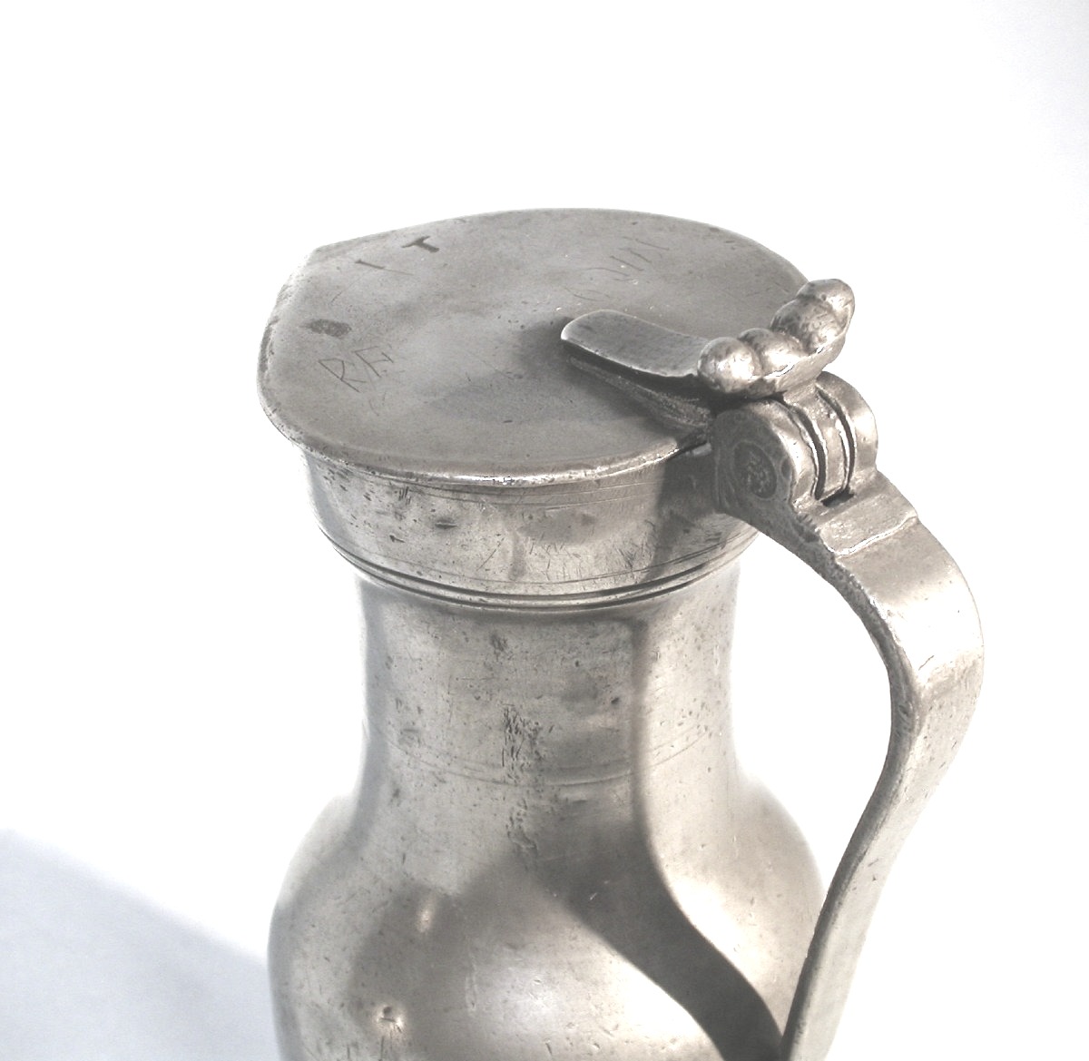 Pewter Wine Pitcher - Montereau, 18th Century-photo-3