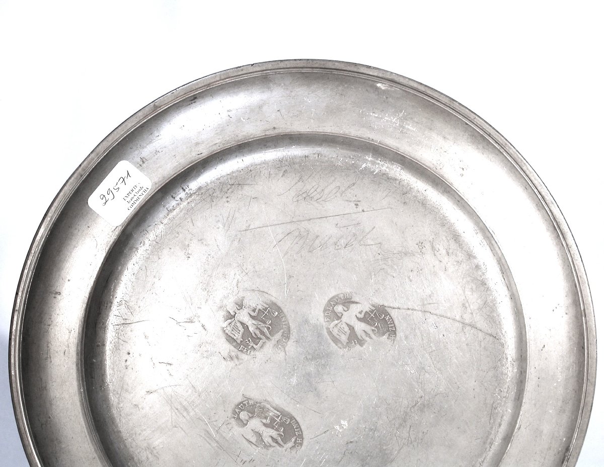 Pewter Plate - Stuttgart, 19th Century-photo-1