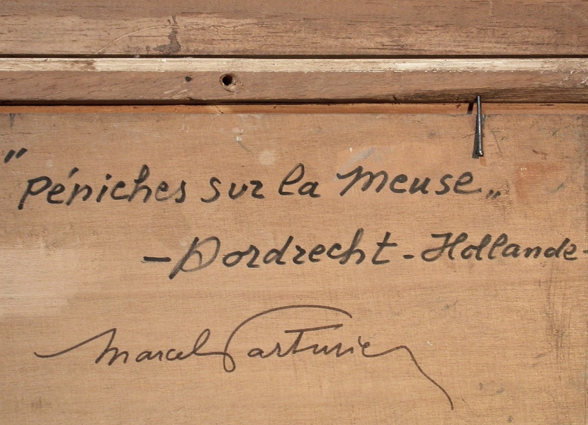 HUILE SUR PANNEAU - DORDRECHT, DE MARCEL PARTURIER-photo-2