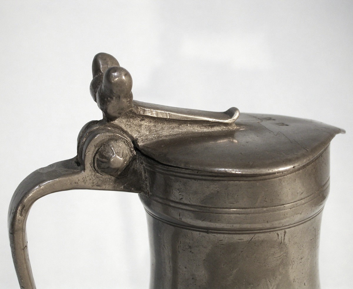 Pewter Wine Pitcher - Caen (lower Normandy), 18th Century-photo-4