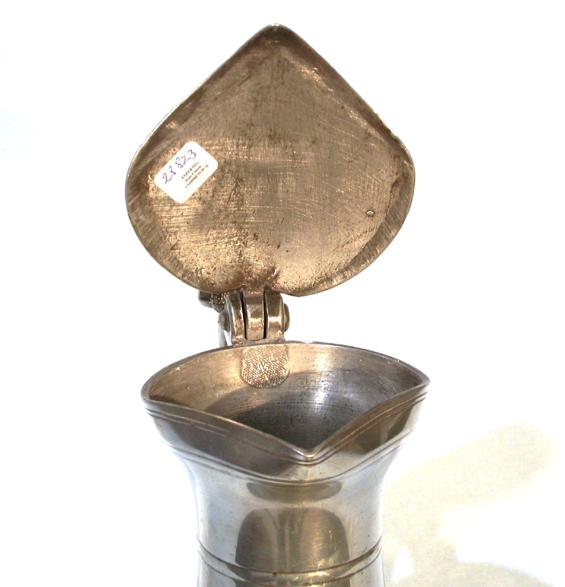 TRES RARE PICHET À VIN EN ETAIN DE VITRE (BRETAGNE), XVIII ème s-photo-3