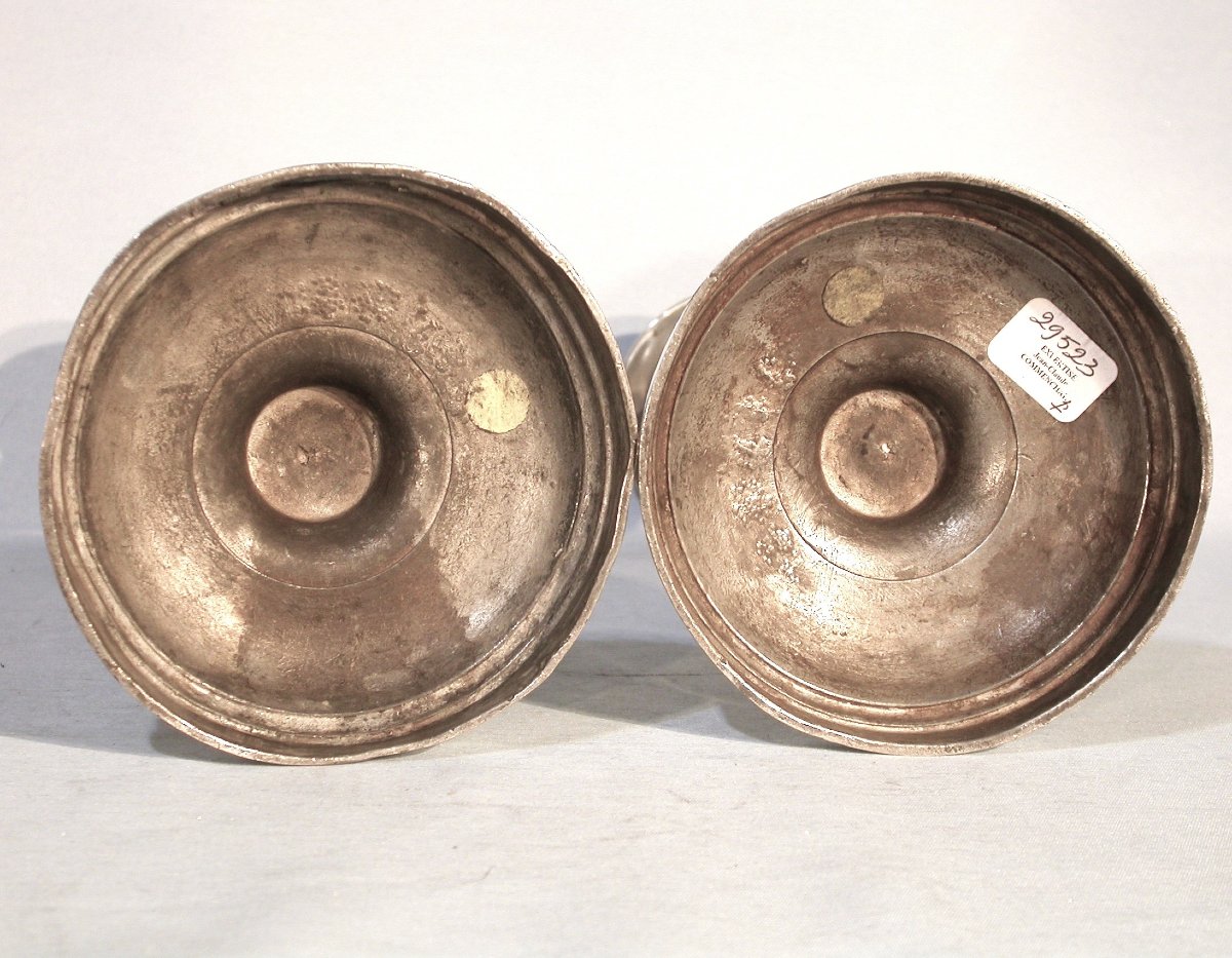 Pair Of Pewter Candlesticks - Languedoc (?), 19th Century-photo-4