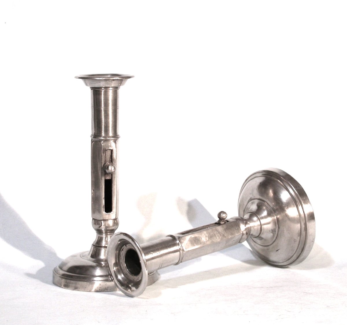 Pair Of Pewter Candlesticks - Languedoc (?), 19th Century-photo-3