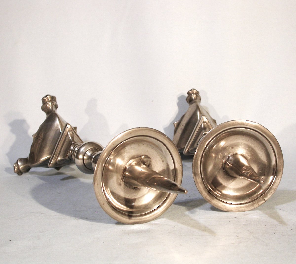 Pair Of Pewter Candle Fingers - Alsace (?), 18th Century-photo-2