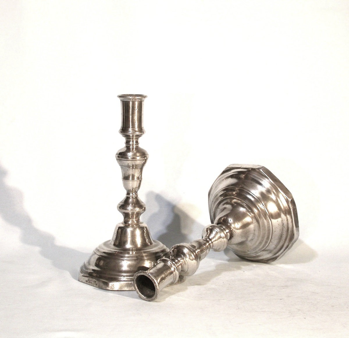Set Of Three Pewter Torchlights - Avallon, Circa 1800-photo-2