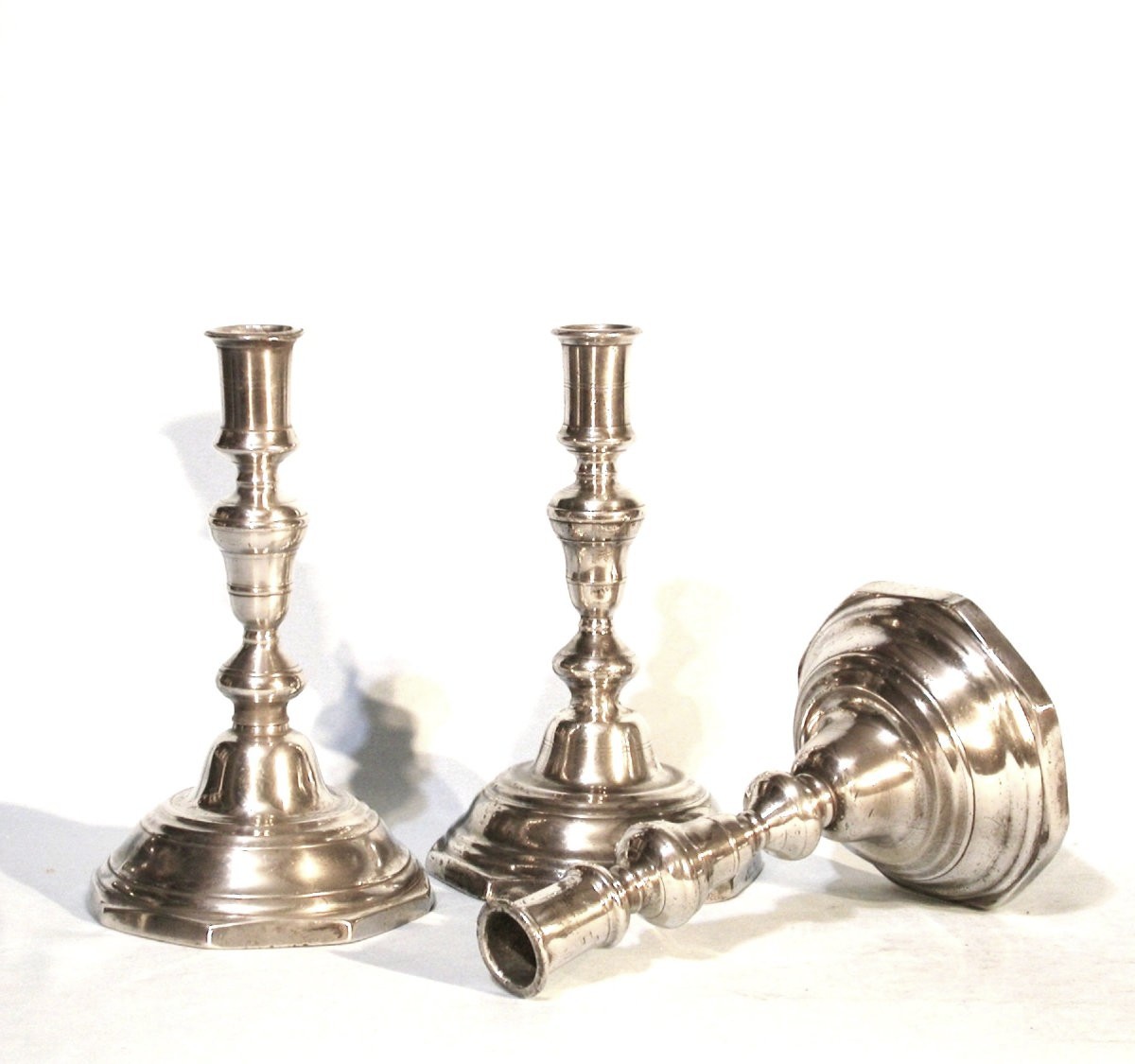 Set Of Three Pewter Torchlights - Avallon, Circa 1800-photo-4