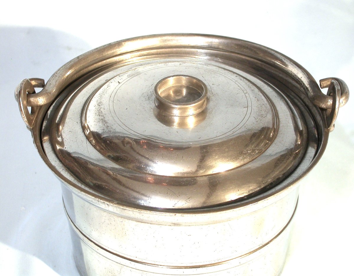 Pewter Dinner Carrier - Clamecy (burgundy), 19th Century-photo-3
