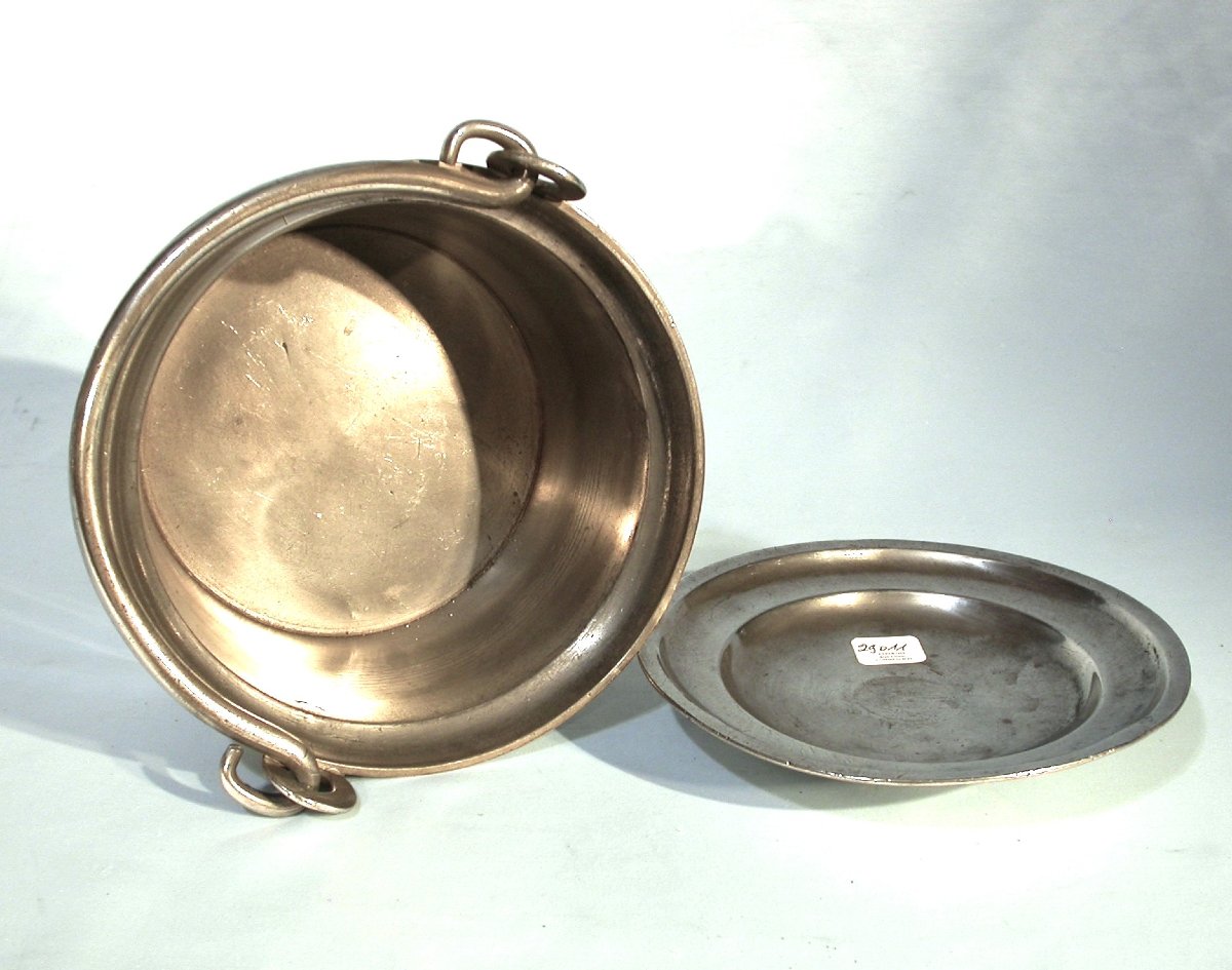 Pewter Dinner Carrier - Clamecy (burgundy), 19th Century-photo-1
