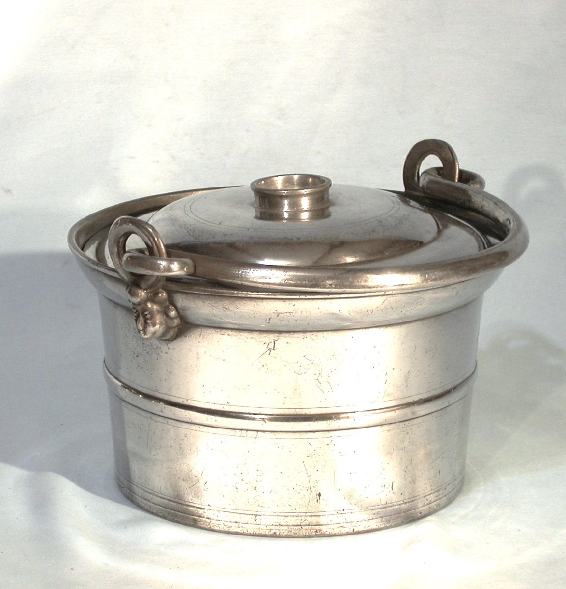 Pewter Dinner Carrier - Clamecy (burgundy), 19th Century-photo-3