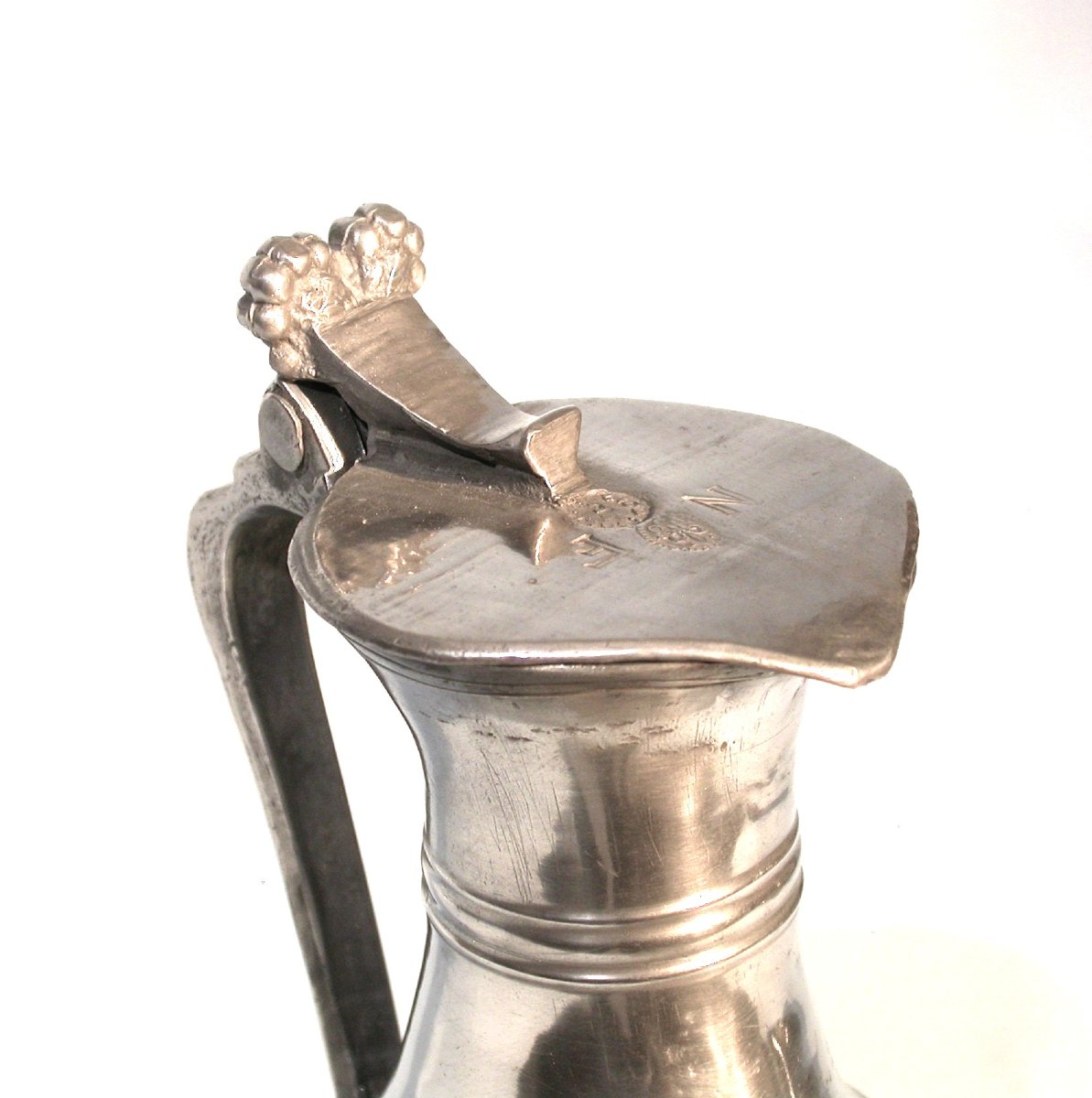 Very Rare Pewter Wine Pitcher From Joinville (champagne), Circa 1700-photo-3