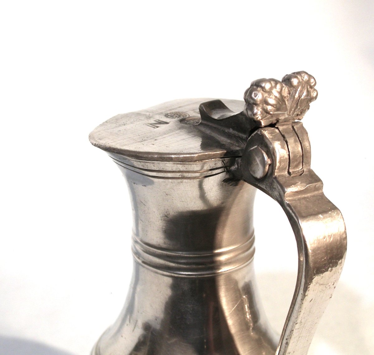Very Rare Pewter Wine Pitcher From Joinville (champagne), Circa 1700-photo-4