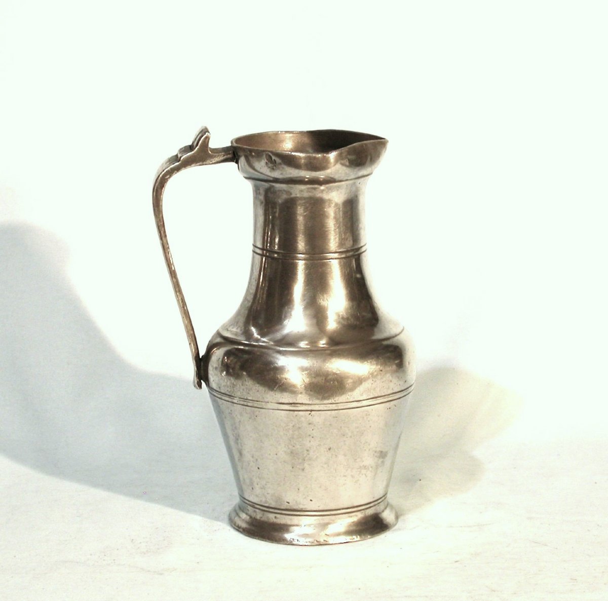 Open Pewter Wine Pitcher - Burgundy Or Champagne, 18th Century-photo-2