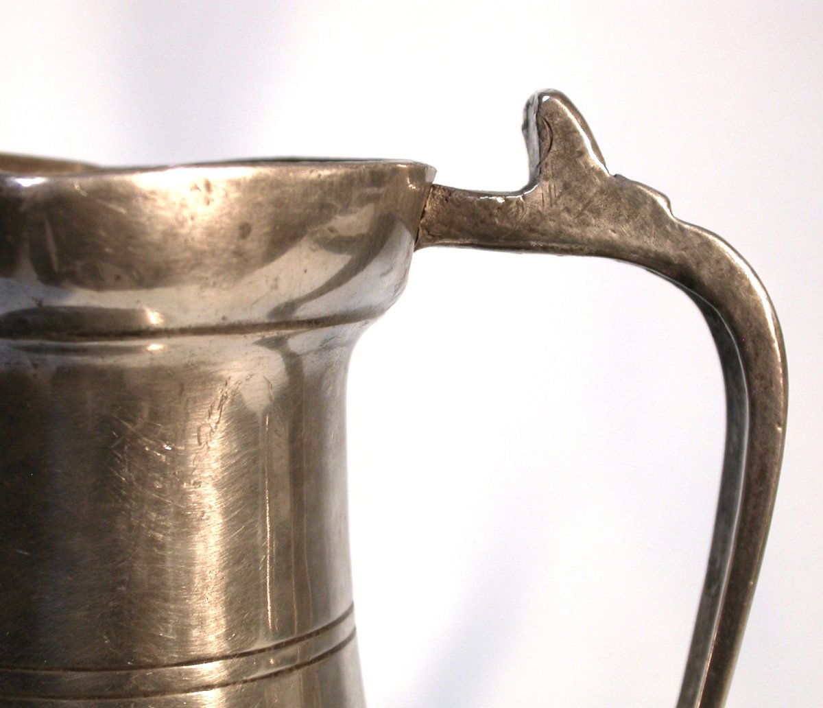 Open Pewter Wine Pitcher - Burgundy Or Champagne, 18th Century-photo-1