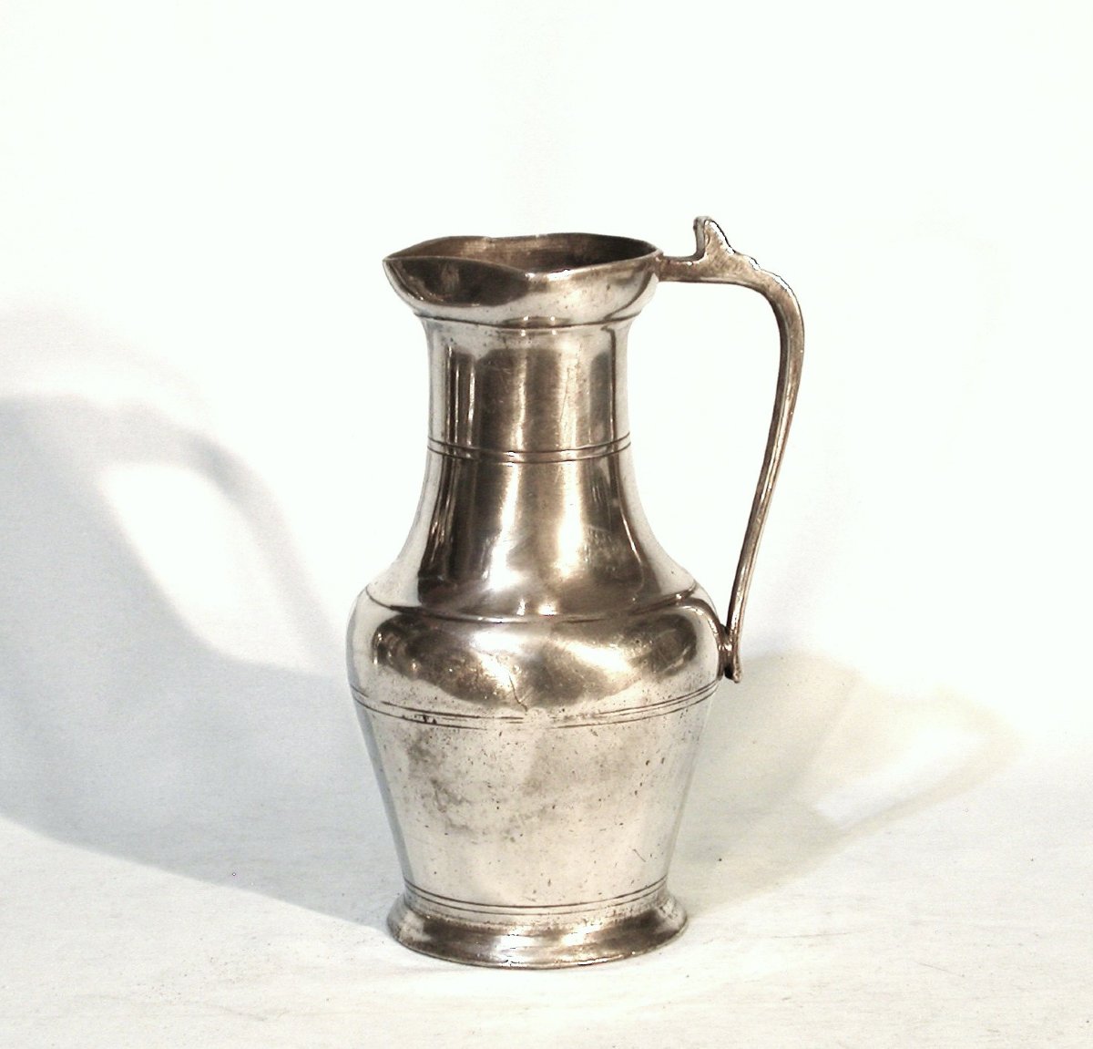 Open Pewter Wine Pitcher - Burgundy Or Champagne, 18th Century-photo-3