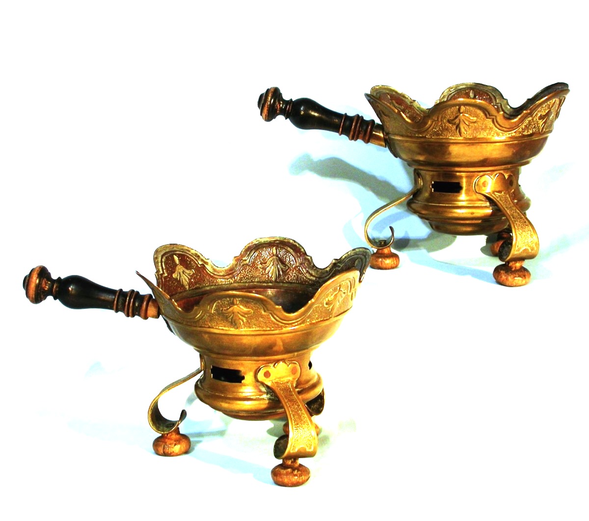 Pair Of Brass And Copper Table Warmers - 19th Century