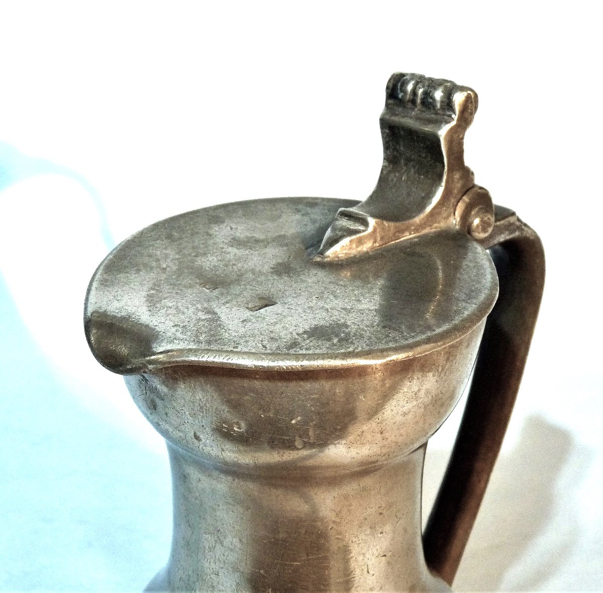 Rare Pewter Wine Pitcher - Etampes, 18th Century-photo-2