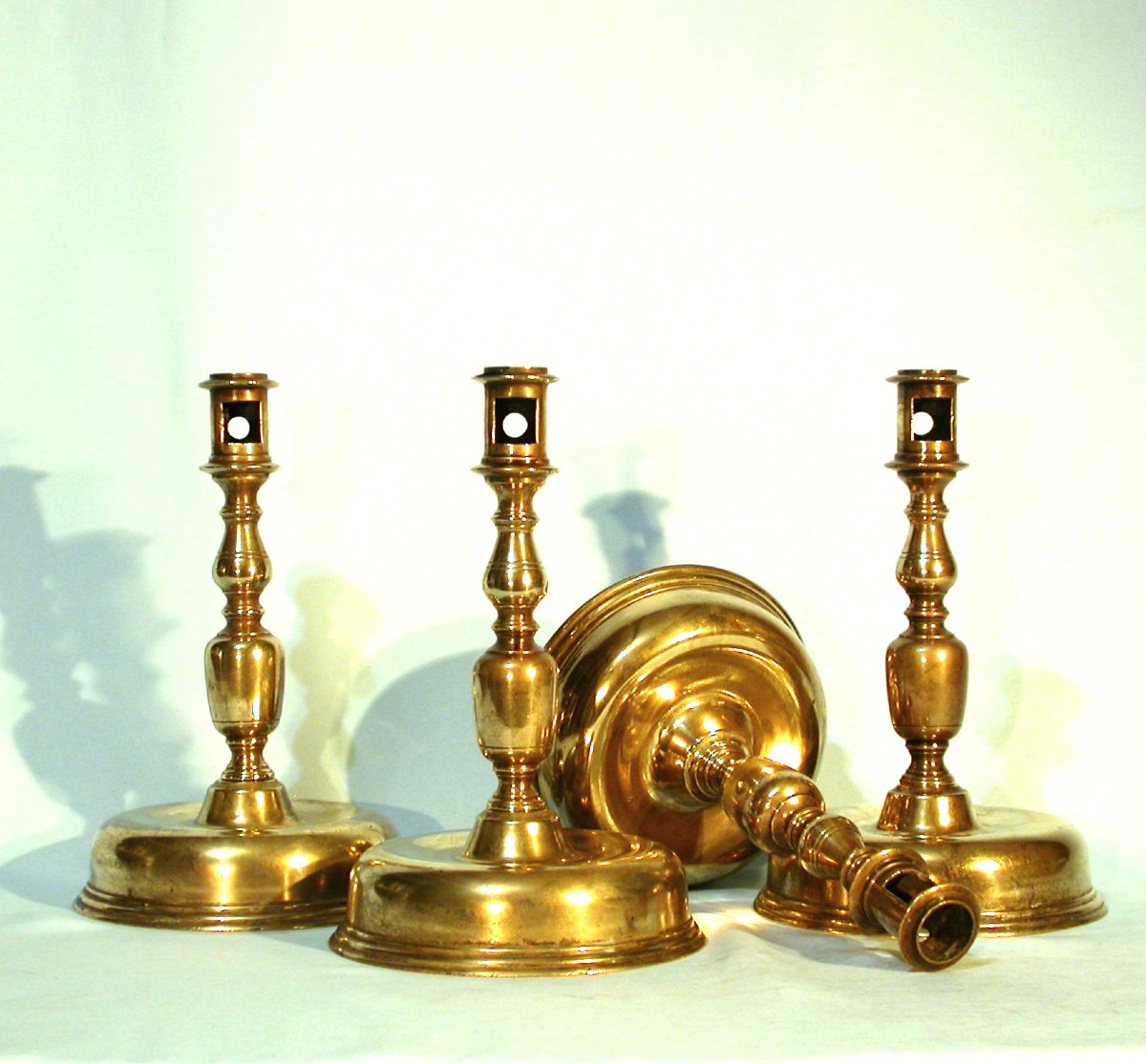 Rare Set Of Four Bronze Torchlights - Spain, Circa 1600-photo-6