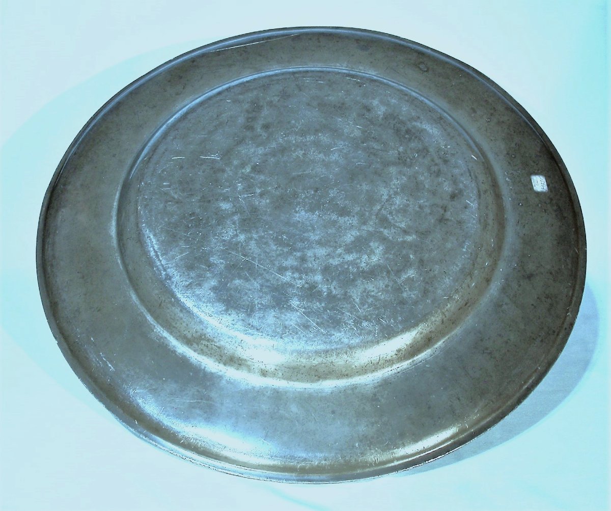 Very Large Pewter Dish - Turin, 18th Century-photo-2