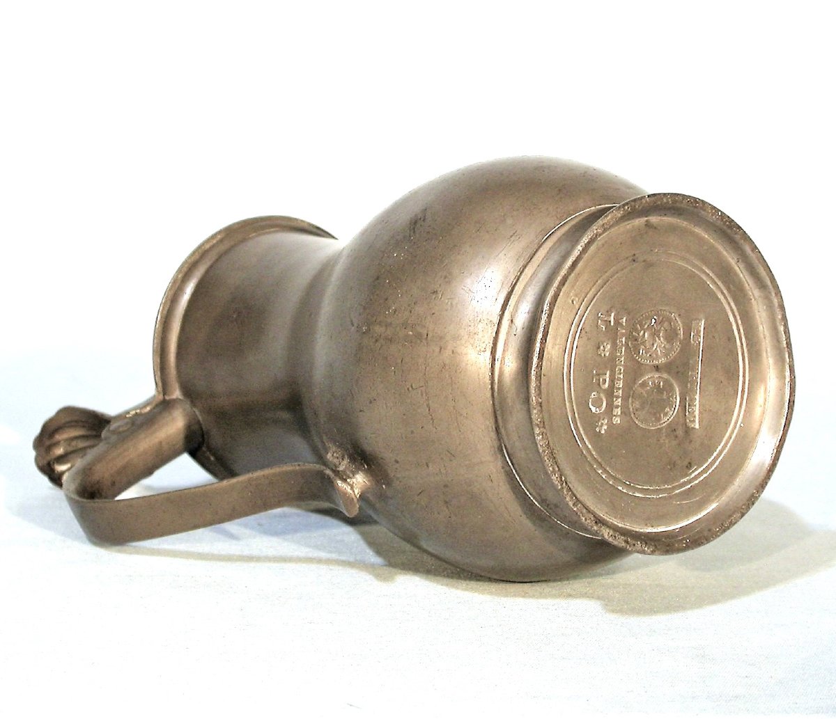 Pewter Wine Jug - Valenciennes, 19th C-photo-2