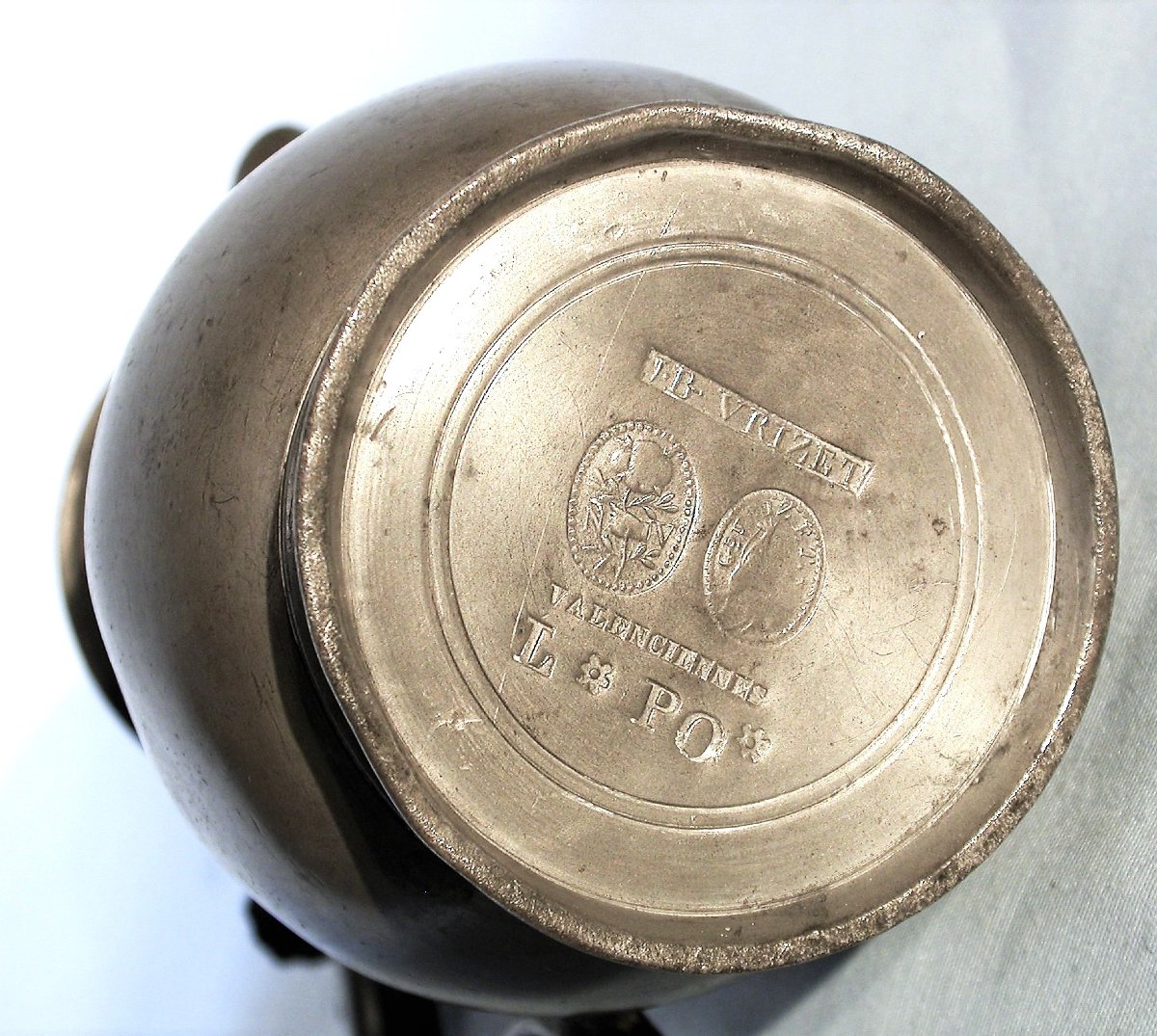 Pewter Wine Jug - Valenciennes, 19th C-photo-3