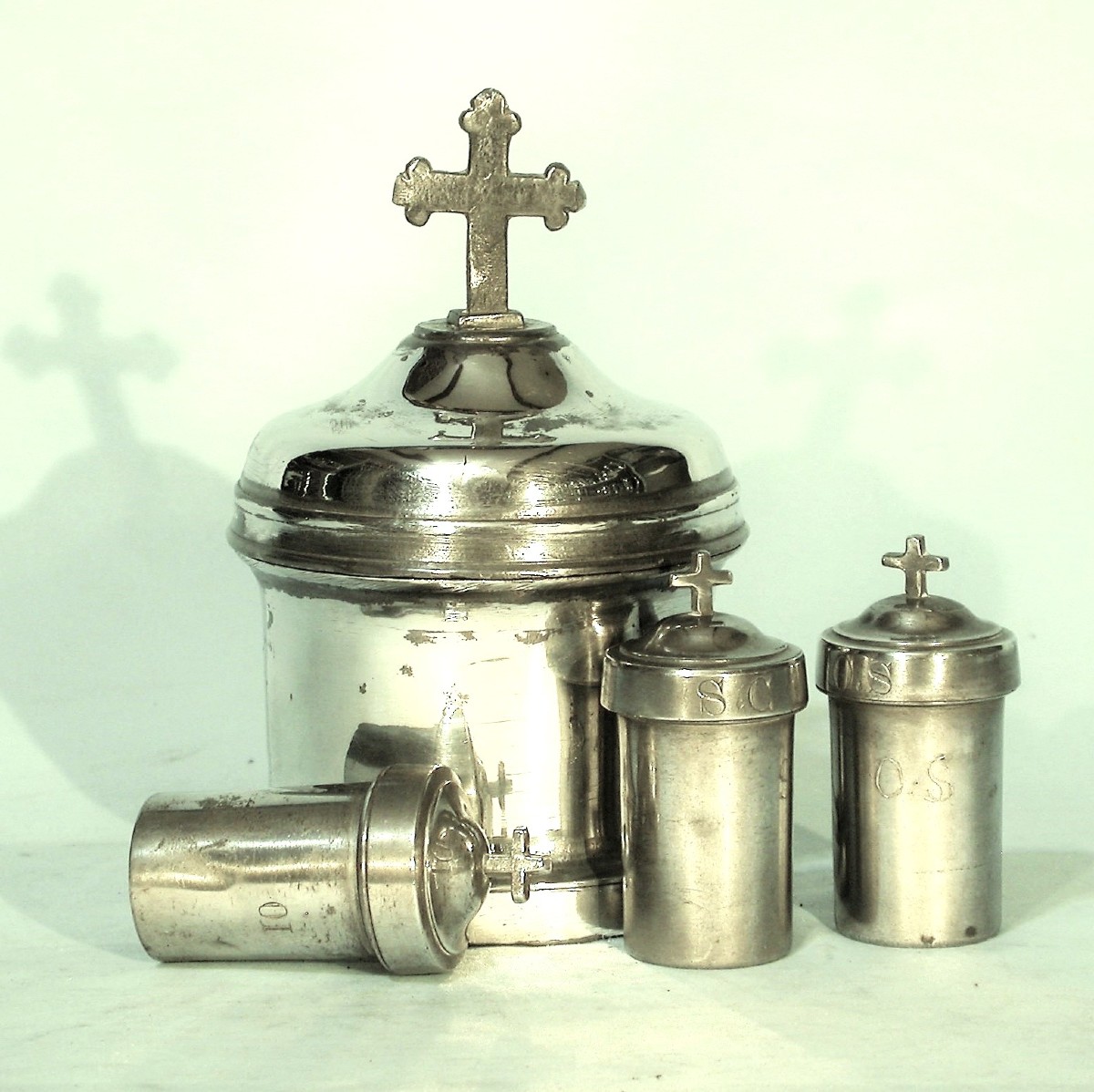 Holy Oil Case In Pewter - Toulouse, Early 19th C.-photo-4