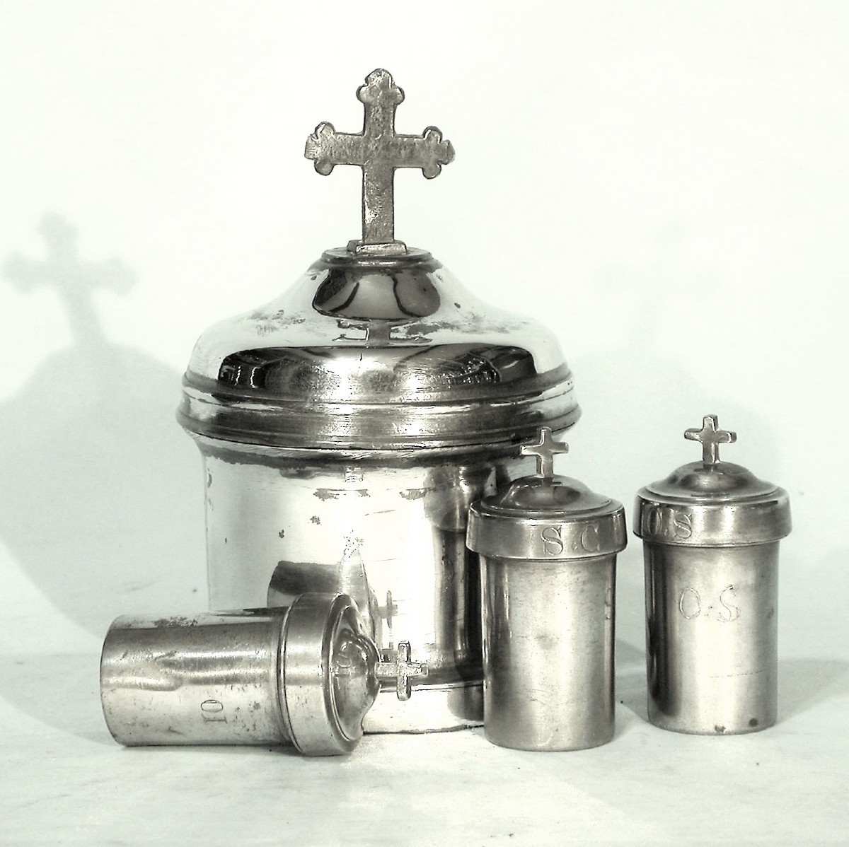 Holy Oil Case In Pewter - Toulouse, Early 19th C.-photo-4