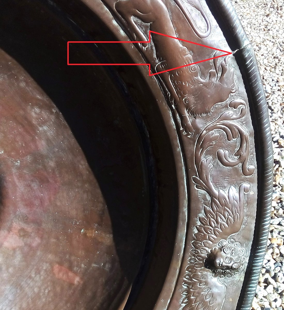 Large Copper Basin - Italy (?), 18th Century-photo-2