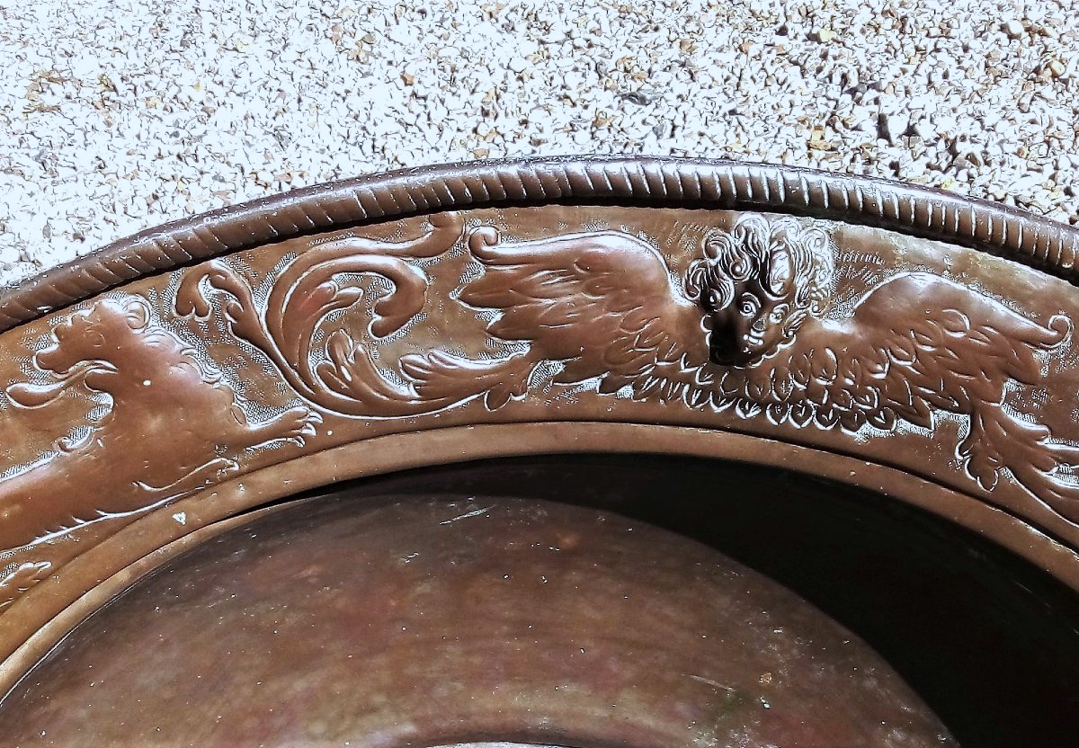 Large Copper Basin - Italy (?), 18th Century-photo-3
