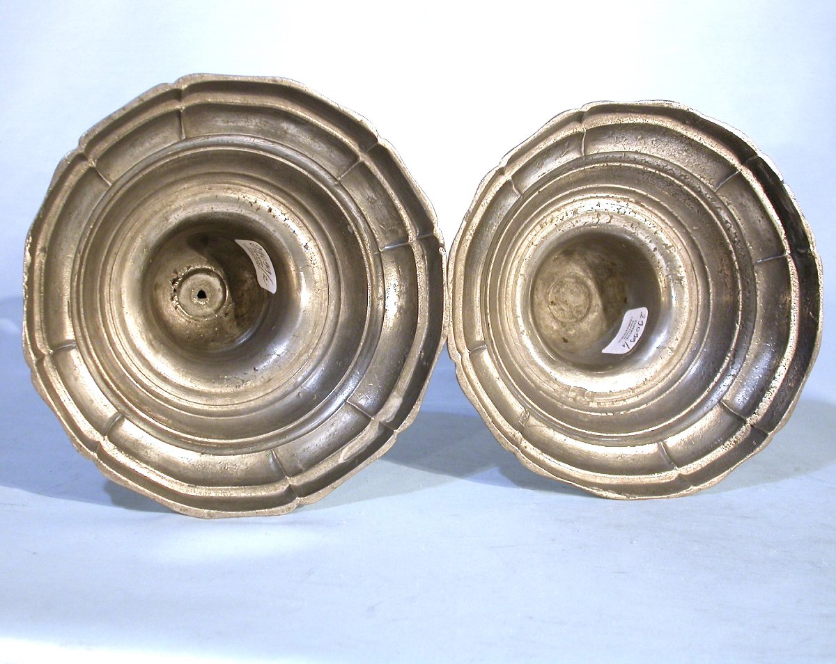 Pair Of Pewter Torches - Bordeaux (?), Circa 1800-photo-1