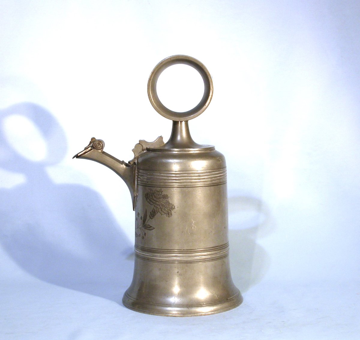 Large Pewter Wine Bottle (glockenkanne) - Schaffhausen (schaffouse), Circa 1800-photo-2