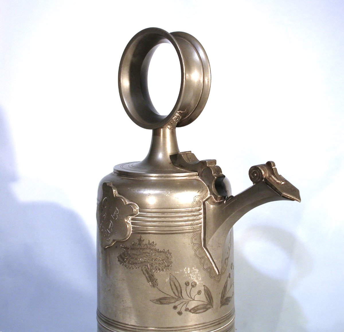 Large Pewter Wine Bottle (glockenkanne) - Schaffhausen (schaffouse), Circa 1800-photo-3