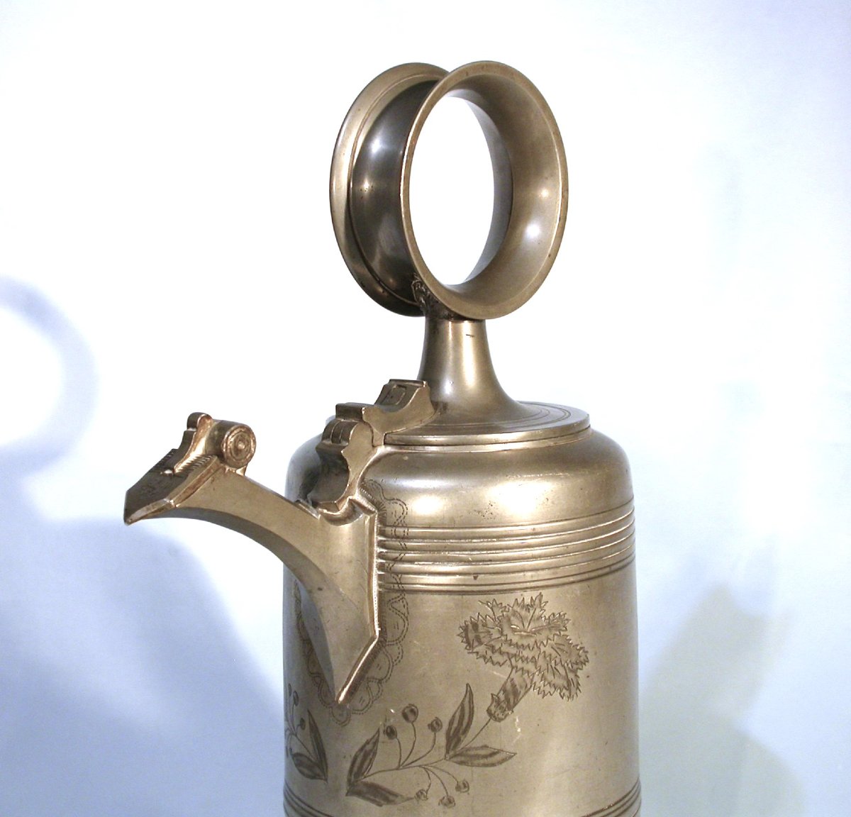 Large Pewter Wine Bottle (glockenkanne) - Schaffhausen (schaffouse), Circa 1800-photo-4