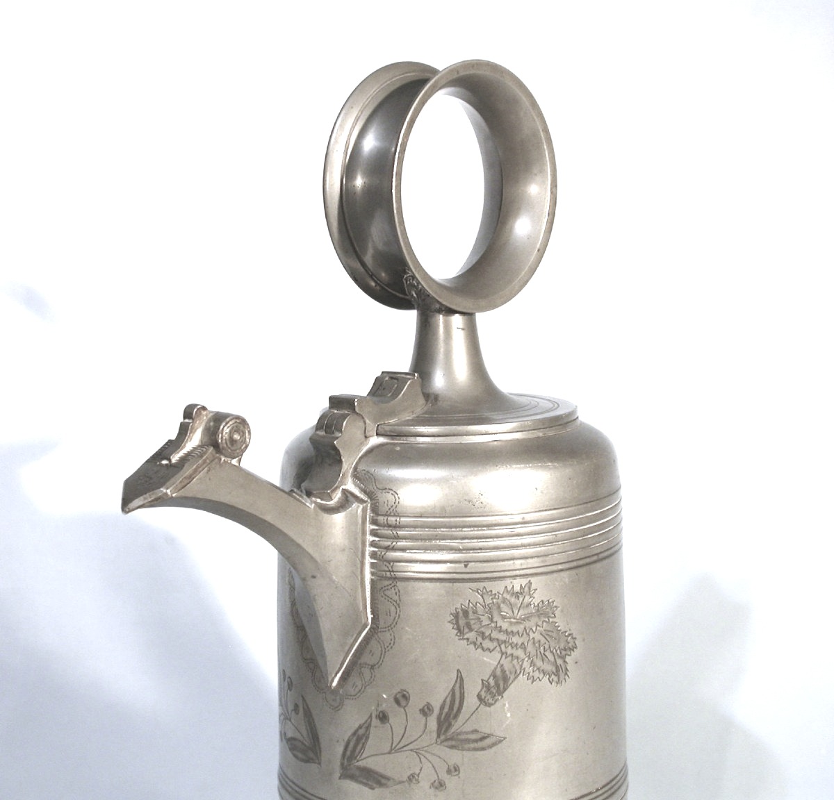 Large Pewter Wine Bottle (glockenkanne) - Schaffhausen (schaffouse), Circa 1800-photo-4