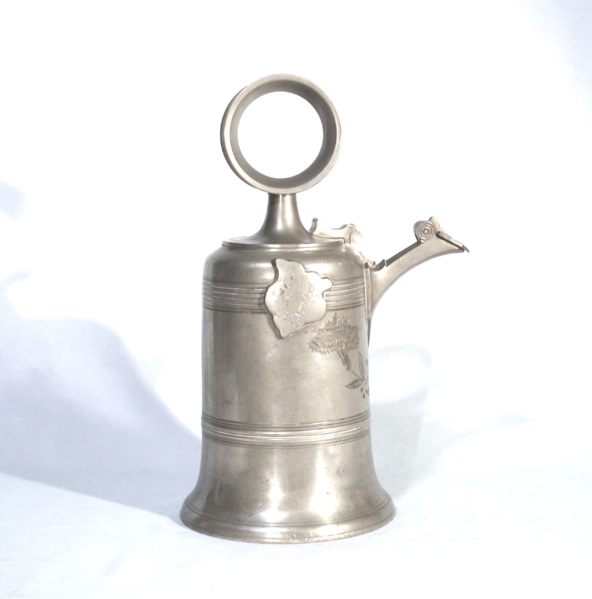 Large Pewter Wine Bottle (glockenkanne) - Schaffhausen (schaffouse), Circa 1800